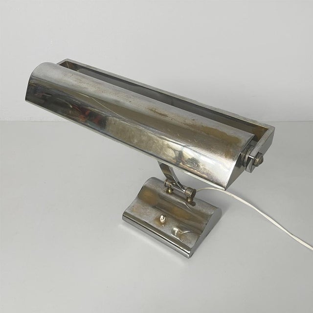 Italian Art Deco Table Lamp in Chromed Brass, 1930s For Sale - Image 9 of 13