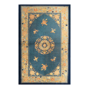 Antique Chinese Peking Rug With Floral Medallion, 3' × 4'9"