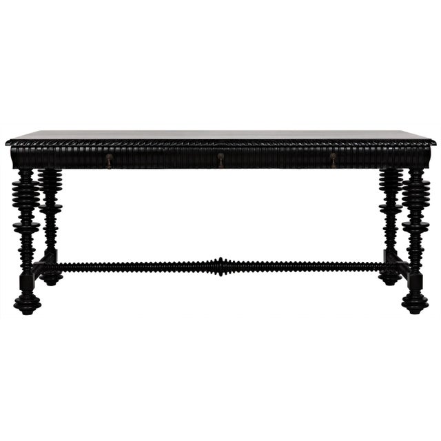 NOIR Portuguese Desk, Hand Rubbed Black For Sale - Image 9 of 12