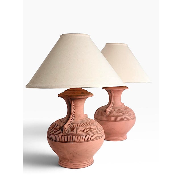 Late 20th Century South American Style Terra Cotta Table Lamps - Pair For Sale In New York - Image 6 of 18