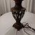 1974 Vintage Openwork Metal Table Lamp Bronze Color With Gold Accent For Sale - Image 4 of 12