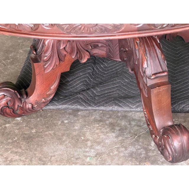 Wood Tobey Furniture Chicago Carved Cherry Pedestal Dining Table, Wadsworth Hall Lake Geneva Provenance, C. 1902 For Sale - Image 7 of 11
