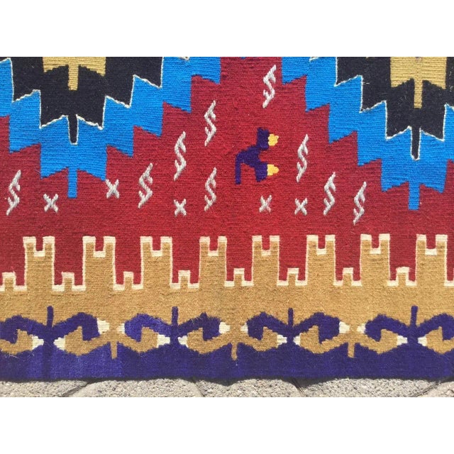 Blue 1960s Vintage Turkish Kilim Rug - 30" X 37" For Sale - Image 8 of 9