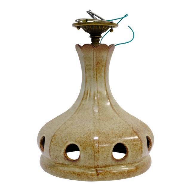 1960s "Fat Lava" Ceramic Drip Glaze Pendant Light For Sale