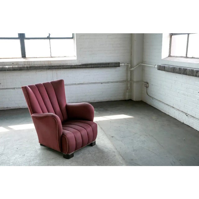 Fritz Hansen Style 1940s Danish Channel Back Lounge Chair For Sale In New York - Image 6 of 10