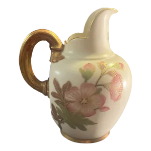 Antique Royal Worcester Blush Ivory Flat Backed Pitcher