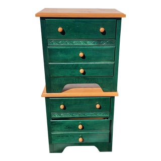 Late 20th Century Solid Canadian Honey Maple Night Stands- a Pair For Sale