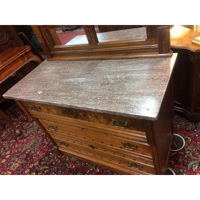 Antique Dresser, Marble Top Dresser With Mirror, Victorian Furniture For Sale - Image 10 of 10