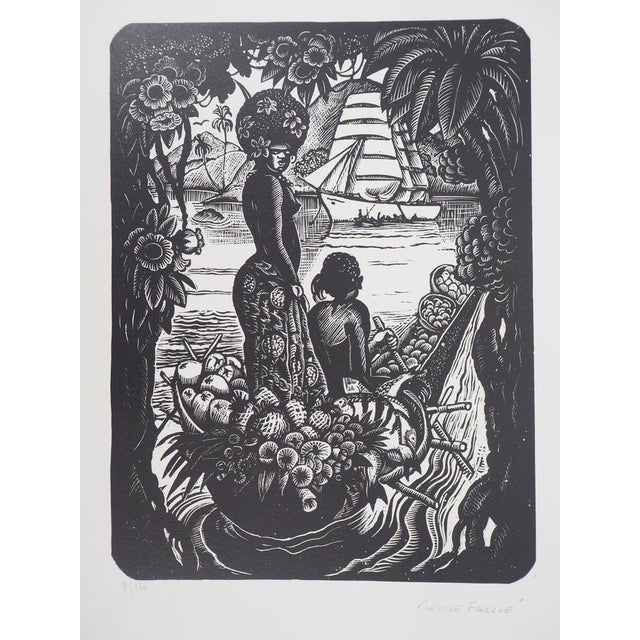 Pierre Falke, Memories of Oceania, 1925, Original Wood Engraving For Sale - Image 8 of 8