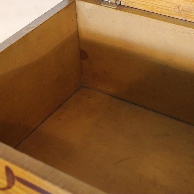 Wood Antique Faux Painted Chestnut Lift Top 2-Door Stenciled Commode Circa 1890 For Sale - Image 7 of 18