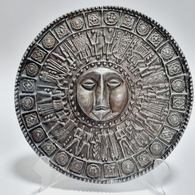 Mid-Century Modern Brutalist Metal Wall Plaque with Sun Motif, 1970s For Sale - Image 6 of 9