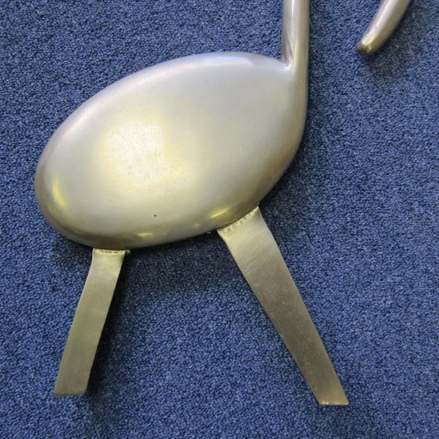1940s Mid Century Modern Solid Brass Musical Note Andirons - a Pair For Sale In West Palm - Image 6 of 11