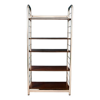 Chrome and Teak Bookcase, 1970s For Sale