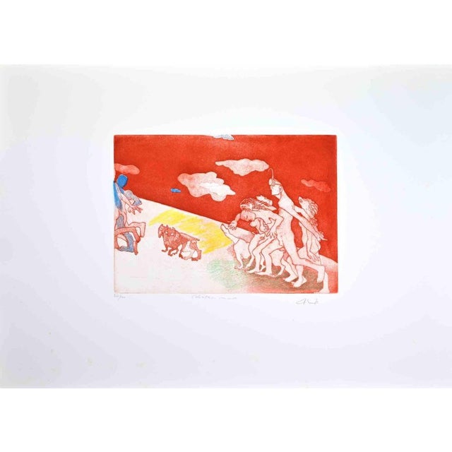 Etching hand colored. Hand signed and numbered. Edition of 100. Excellent condition. This piece is attributed to the...