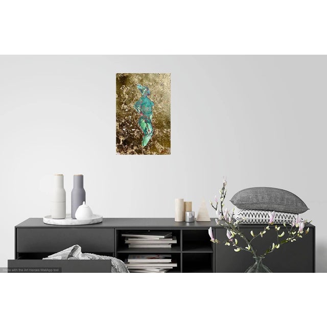 Golden Lady - Original Pastel and Gold Leaf Figure Drawing by Martha Holden For Sale In Los Angeles - Image 6 of 7