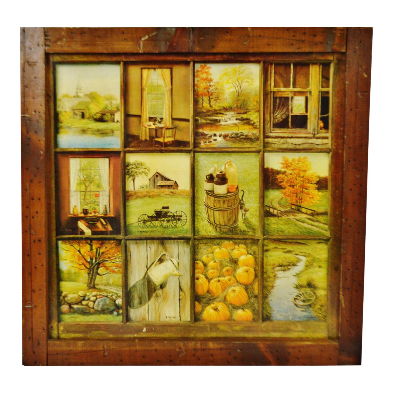 Vintage Home Interior 12 Panel Rustic Window Pane Picture ...