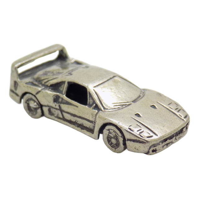 Vintage Italian Handmade Silver F40 Ferrari Sport Car Figurine, 1980s For Sale