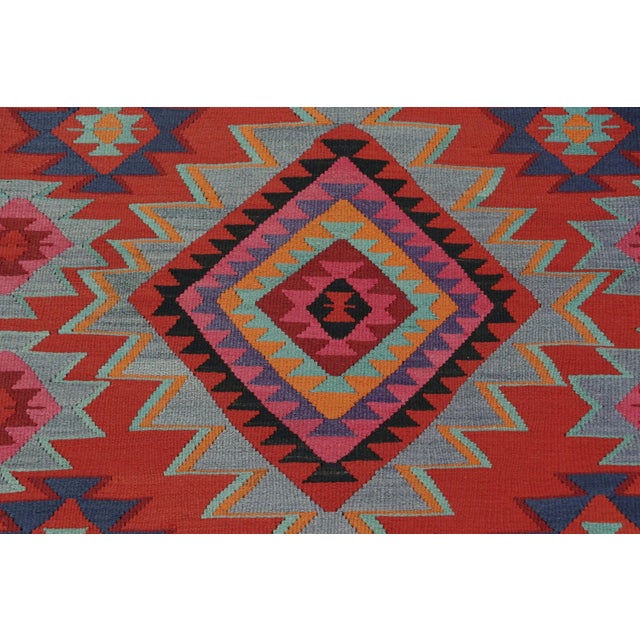 Vintage Northwest Persian Kilim in Red With Blue Medallions by Rug & Kilim For Sale In New York - Image 6 of 7