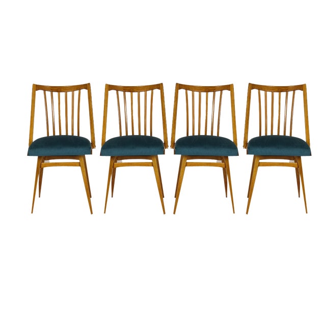 Oak Dining Chairs from Interier Praha, 1960s, Set of 4 For Sale