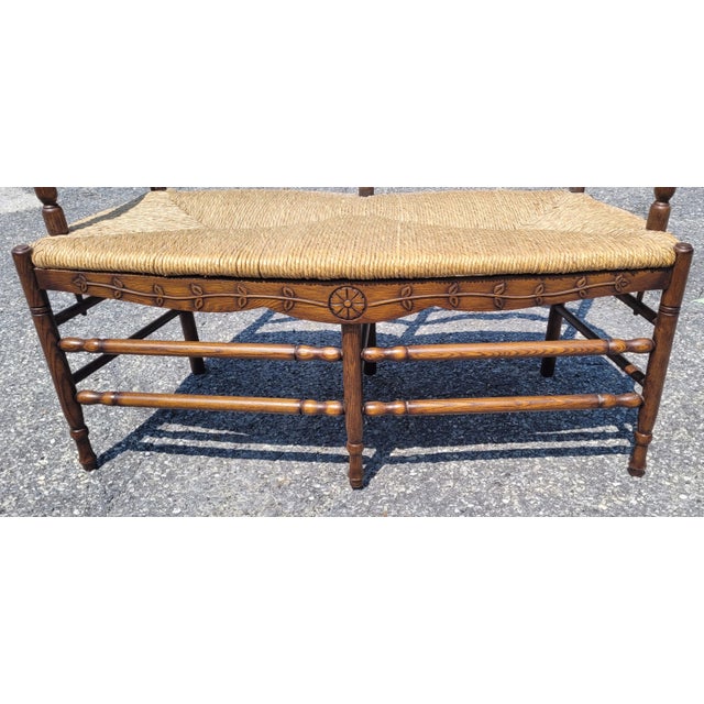French Market Collection Country Rush Seat Bench For Sale - Image 14 of 17