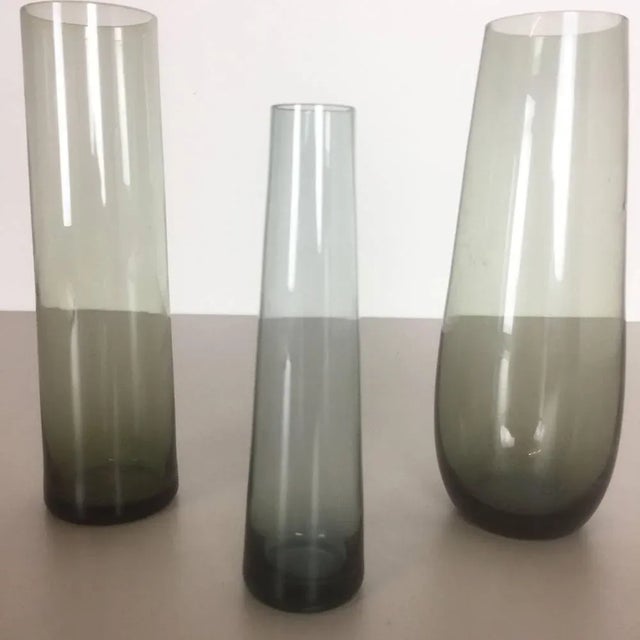 Glass Vintage Turmalin Series Vases by Wilhelm Wagenfeld for WMF, Germany, 1960s, Set of 3 For Sale - Image 7 of 9