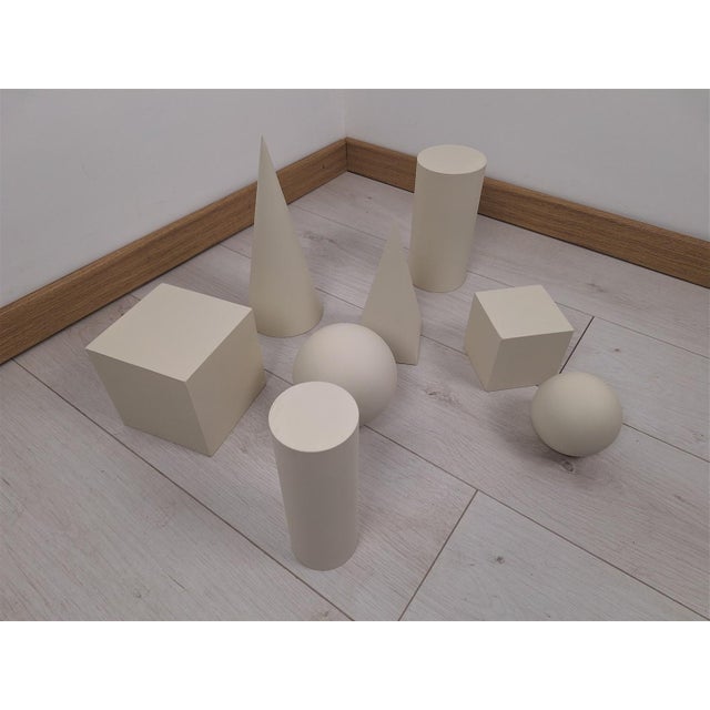 Wood Wooden Geometric-Shape Ornaments in Ivory Lacquer from Molteni, 1990s, Set of 8 For Sale - Image 7 of 16