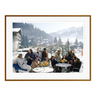 Contemporary Drinks at Gstaad 1984 by Slim Aarons Brown Framed C-Print For Sale