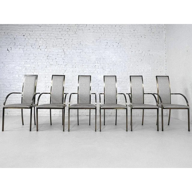 Vintage Dining Chairs in Varnished Metal and Fabric from Belgo Chrom, 1980s, Set of 6 For Sale - Image 11 of 11