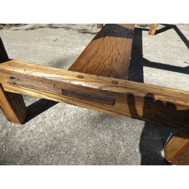Wood 1800's Chestnut Primitive Table / Large For Sale - Image 7 of 11