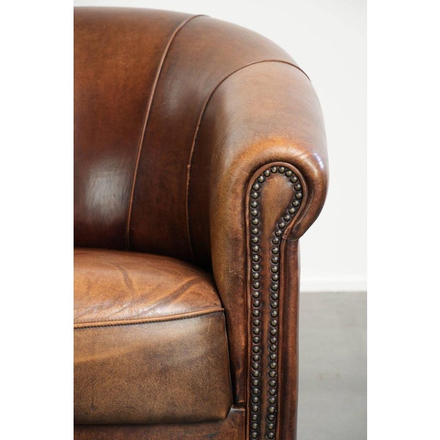 English-Style Club Chair in Sheepskin Leather For Sale - Image 9 of 14