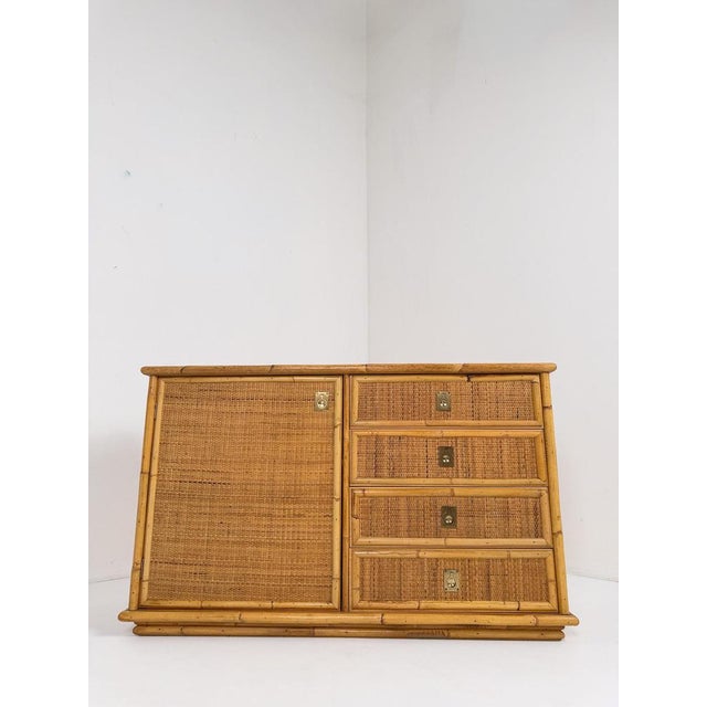 Mid-Century Italian Bamboo, Rattan and Cane Cabinet with Drawers by Dal Vera, 1970 For Sale - Image 6 of 18