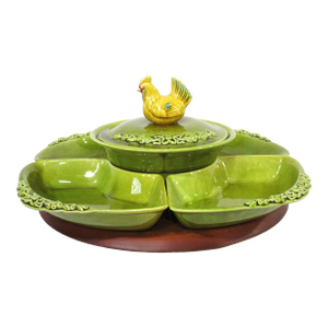 Mid 20th Century Mid Century Modern Chicken Lazy Susan California Pottery Sever