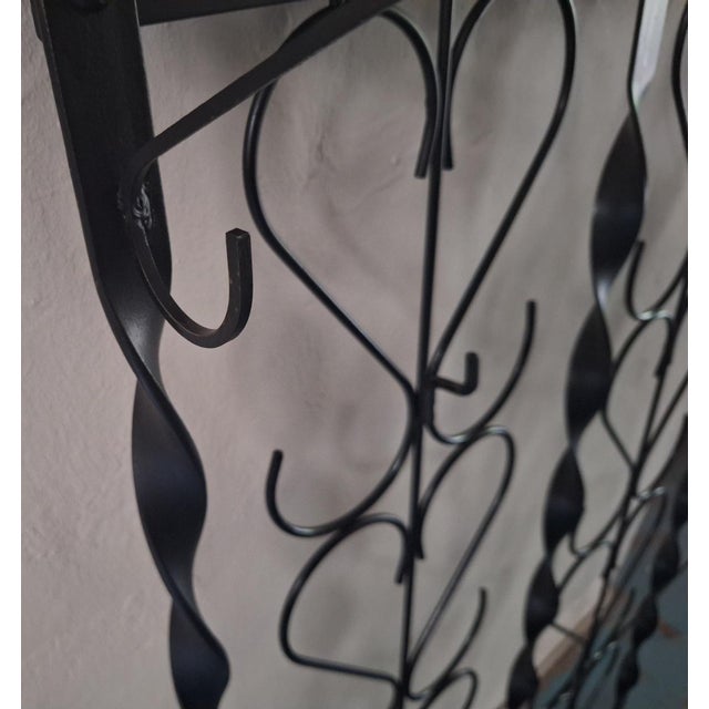 Mid-Century Wall-Mounted Wrought Iron Coat and Hat Rack, 1960s For Sale - Image 4 of 8