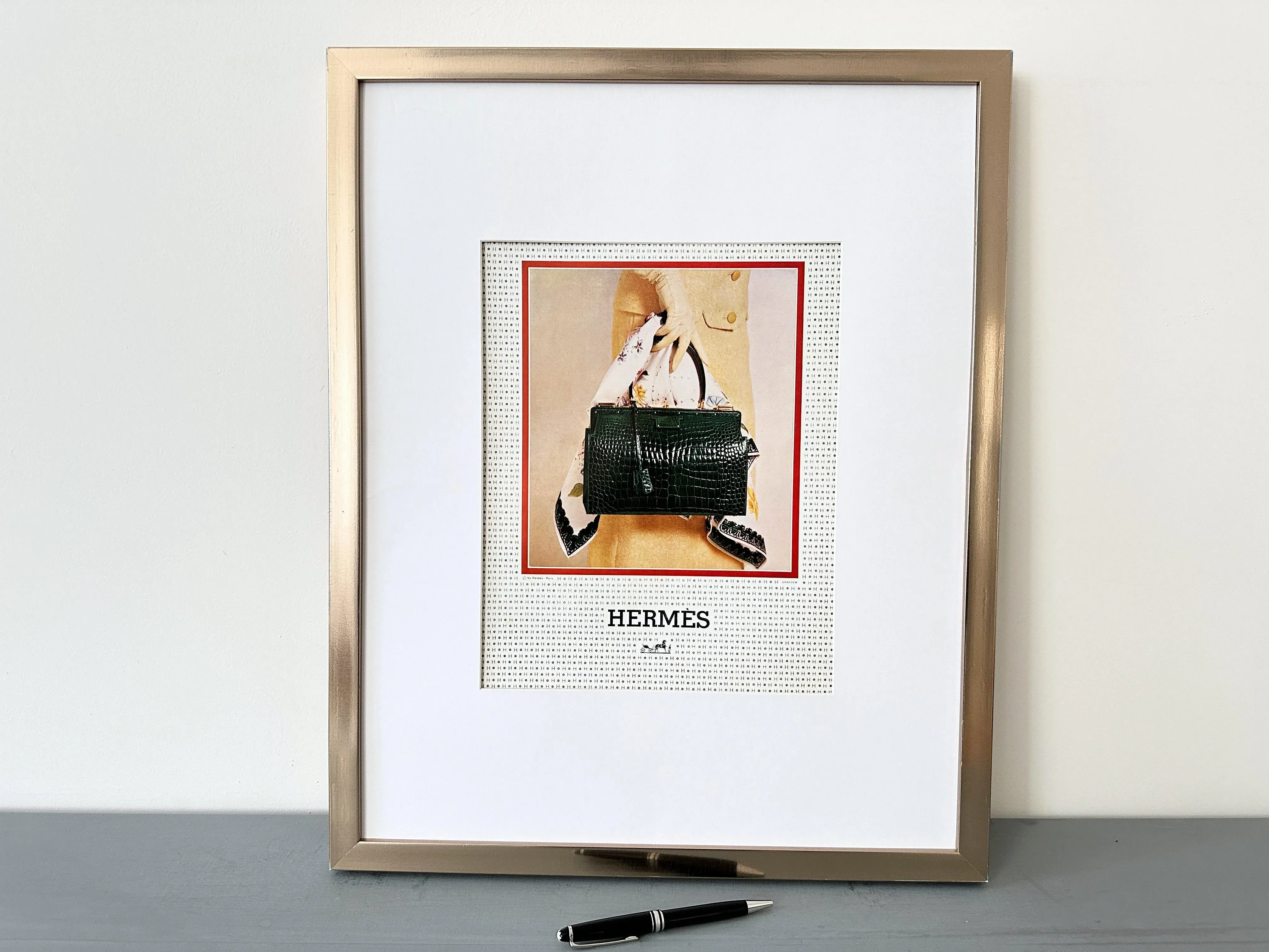 1963 French Mid-Century Vintage Hermès Advertisement Print, Green