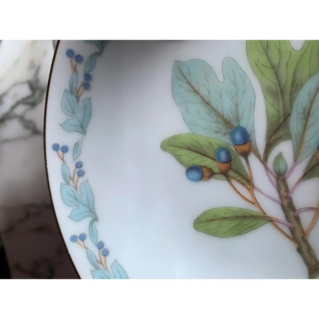 Ceramic 1940's Blue & Green Botanical Berry or Dessert Bowls Set of 13 For Sale - Image 7 of 12
