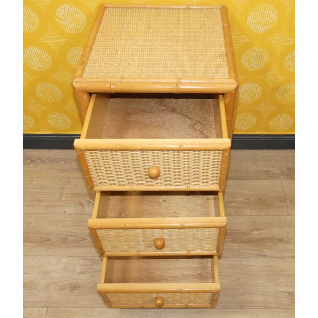 Vintage Rattan and Bamboo Chest of Drawers with Casters, 1970s For Sale - Image 10 of 13