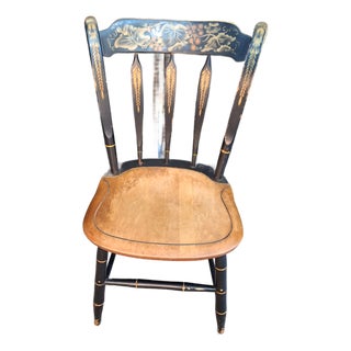 Vintage Hitchcock Mid 20th Century Maple and Lacquered Side Chair For Sale