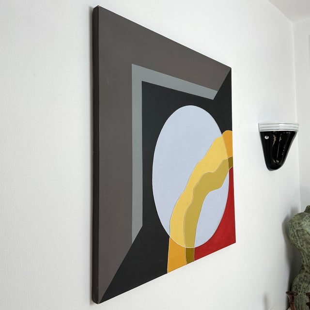 Vintage Mid-Century Modern Mixed Media Hard Edge Painting For Sale - Image 4 of 10