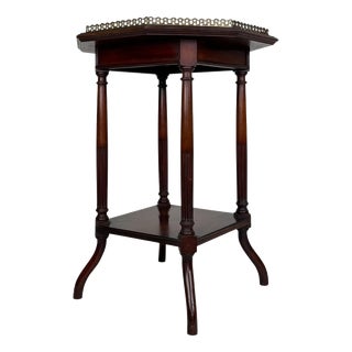 Antique Octagonal Mahogany Side Table with Brass Gallery, 1800s For Sale