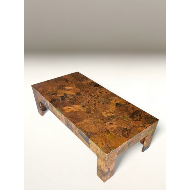 Mid-Century Modern 1970s Attributed to Percival Lafer Paul Evans Style Brutalist Copper and Brass Coffee Table Mid-Century Modern For Sale - Image 3 of 6