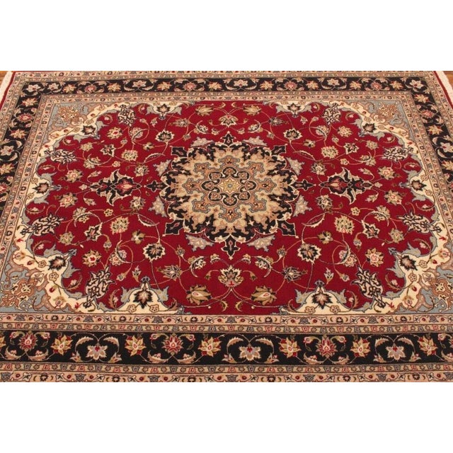 Hand-Knotted Middle Eastern Rug in Wool & Silk For Sale - Image 6 of 11