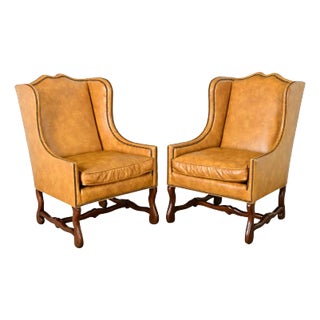 Pair of Vintage Henredon Wingback Bergeres For Sale