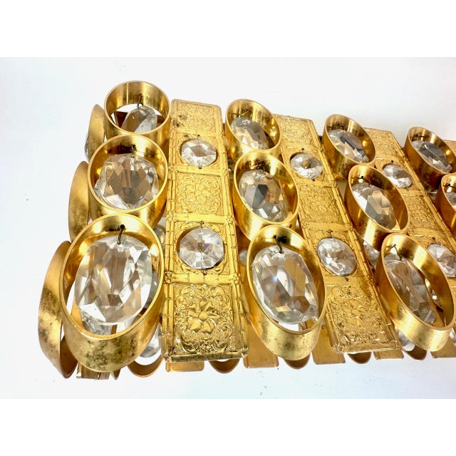 Crystal and Gilt Brass Chandelier from Palwa, 1960s For Sale - Image 4 of 17