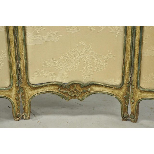 Antique French Louis XV Hand Painted Petite 3 Panel Folding Dressing Screen For Sale - Image 16 of 18