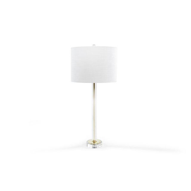 Mid-Century Modern Glass and Brass Table Lamp For Sale In New York - Image 6 of 8