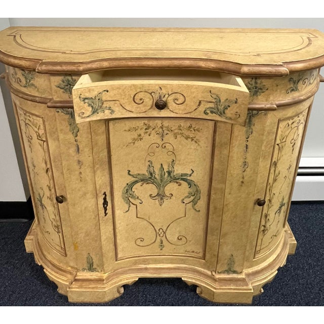 2000 - 2009 Decorative Crafts Venetian Demi Lune Console Cabinet - Made in Italy For Sale - Image 5 of 12