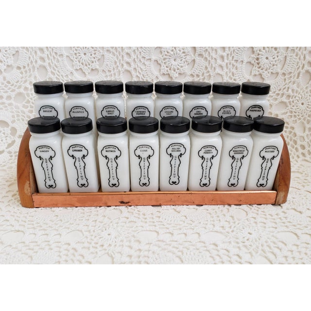 1940s Black and White Griffith’s Laboratories Spice Rack - Set of 17 For Sale - Image 13 of 13