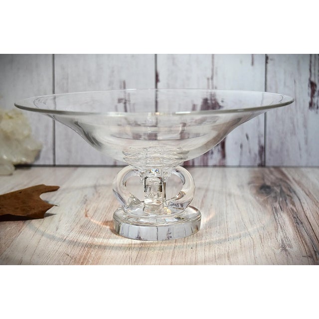 1950s #7884 Steuben Scrolled Footed Tazza Pedestal Glass Bowl Mid Century Modern For Sale - Image 10 of 17