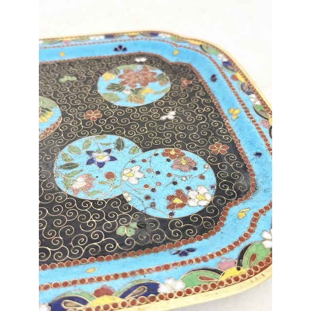 Blue Small Cloisonné Tray with Boxes, China, 19th Century, Set of 3 For Sale - Image 8 of 16