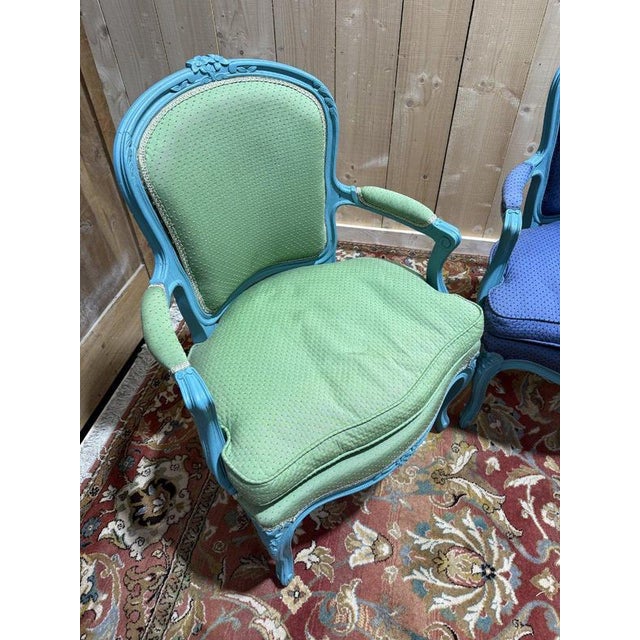 Red Louis XV Style Cabriolet Armchairs, Set of 4 For Sale - Image 8 of 10